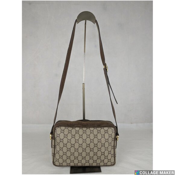 Authentic GUCCI Plus GG Pattern Shoulder/Crossbody Bag PVC Leather Brown Italy - Picture 2 of 16
